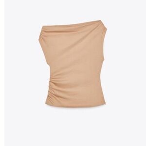 Elegant Tan Off-Shoulder Top